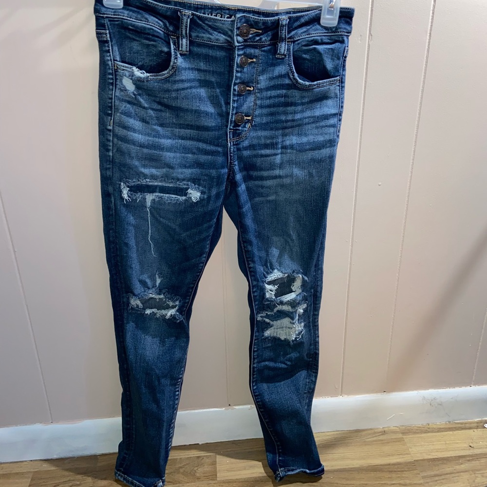 denim ripped skinny jeans from american eagle. Size 12